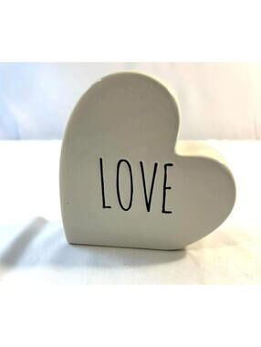 Heart Shaped Ceramic LOVE Decor White Home Accent Romantic Display
